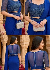 Elegant Navy Pleated Saree