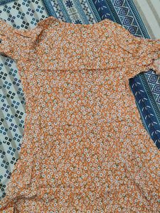 Orange 🧡 Floral Button-Up Mini Dress