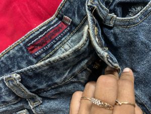 Blue Denim Shorts with Side Stripes