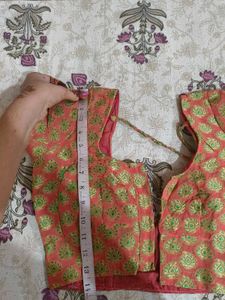 Peach Saree &amp; Blouse Set