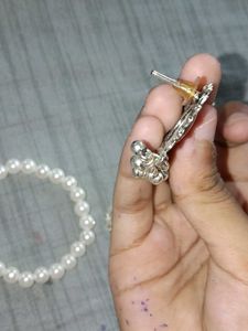 Pearl Bracelet, Foot Anklet &amp; Oxidized earrings