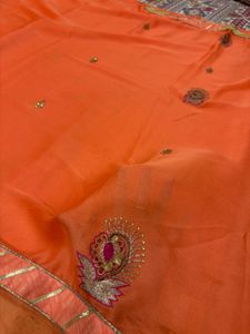 Orange Embroidered Saree