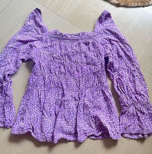 Cute Purple Floral Smocked Top