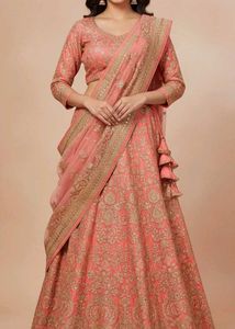 Elegant Peach Embroidered Lehenga Choli
