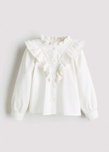 Chic White Ruffled Eyelet Blouse