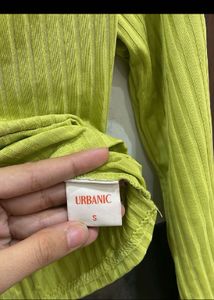Lime Crush Ribbed Collared Top