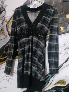 Stylish Blue Checkered top combo