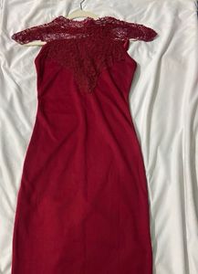 Stunning Lace Detail Red Dress