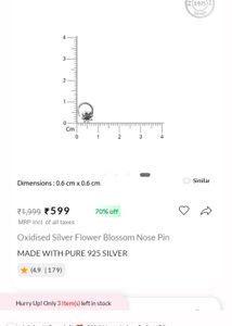 Oxidised Silver Flower Nose Pin