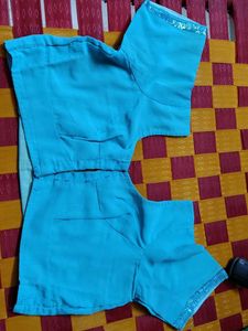 Turquoise Sequined Sleeve Blouse