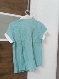 Chic Teal &amp; White Striped Shirt