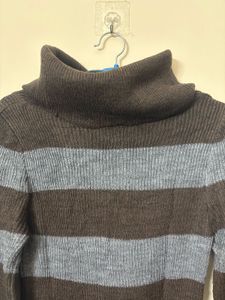 Striped Turtleneck Sweater Dress