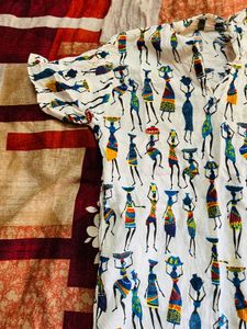Unique Printed Short Sleeve Kurti