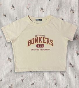 Cream Graphic Crop Top