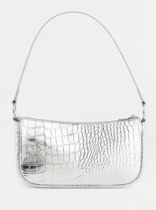 H&M Silver Crocodile Textured Shoulder Bag