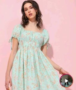 Light Green Floral Dress with Bow