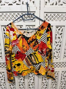 🌸 Imported Vibrant Collage Print Long Sleeve Top
