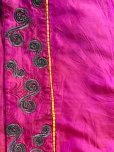Vibrant Pink Embroidered Saree