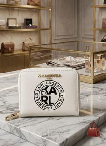 Karl Lagerfeld White Zip Around Wallet