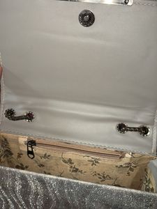 Grey Embossed Chain Shoulder Bag