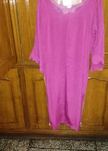Beautiful Embroidered Pink Kurta set with heavy du