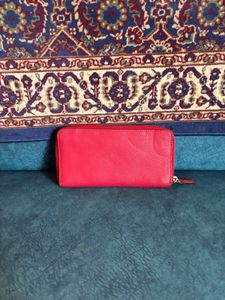 Coach Red Leather Zip Around Wallet