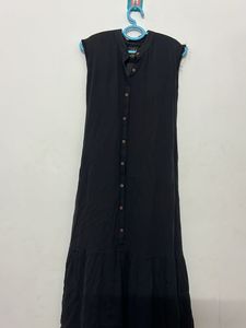 Classic Black Button-Down Maxi Dress
