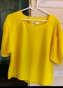 Vibrant Puff Sleeve Square Neck Top