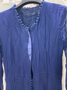 Elegant Blue Crushed Georgette Abaya Style