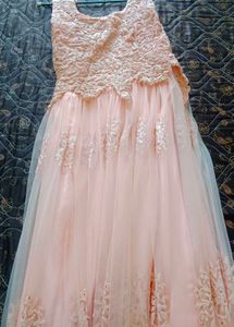 Elegant Peach Lace Dress