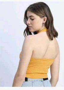 Ribbed Halter Neck Crop Top