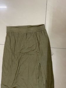 Olive Green Slit Skirt