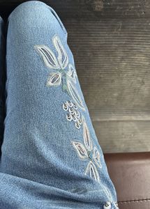 beaded embroidery y2k light denim jeans