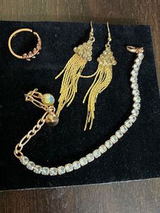 Rose gold Jewelry Set - Ring, Earrings & Bracelet