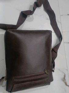 Brown Leather Crossbody Messenger Bag