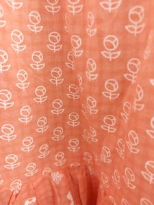 Peach Printed flared kurta