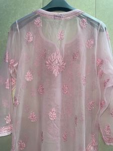 baby Pink chikankari Embroidered Kurta