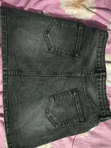 Grey Denim Mini Skirt