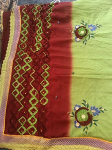 beautiful multi colour embroidery georgette saree