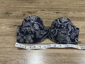 Navy Paisley Print Bandeau Bikini Top 🐟🫐