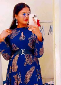Elegant Blue Paisley Dress