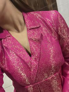 Vibrant Pink Brocade Ethnic cord set