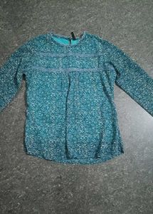 Floral Teal Long Sleeve Top