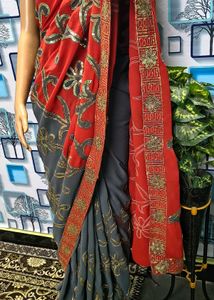 Beautiful Orange Embroidered Saree only