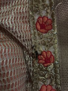 Embroidered Orange Saree