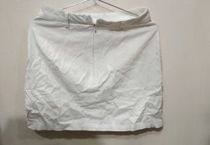 White Cargo Skirt with Button Detail