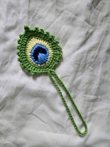 Handmade Peacock Feather Crochet Pendant