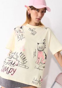 Cat Print Oversized T-Shirt