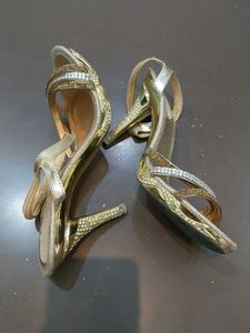 Sparkling Gold Heeled Sandals