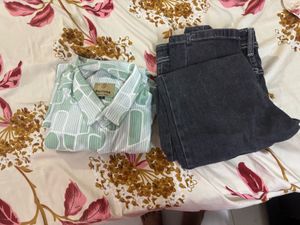 Dark Wash Denim Jeans &amp; Plaid Shirt